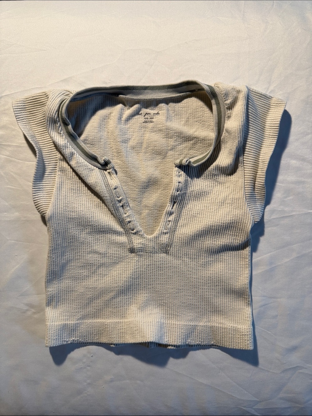 Urban Outfitters Cream Ribbed V-Neck Cropped Tank